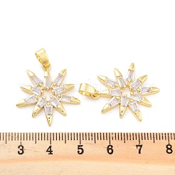 ラックメッキ真鍮マイクロパヴェクリアキュービックジルコニアペンダント  花  カドミウムフリー＆鉛フリー  長持ちメッキ  18KGP本金メッキ  24x22x2mm  穴：5x3mm&nbsp;KK-C063-04G