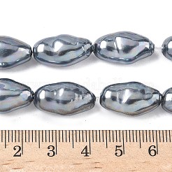 電気メッキ不透明ガラス模造真珠連売り  オーバル  グレー  18~20x10~11x8~9mm  穴：1.2mm  約22個/連  16.02''（40.7センチメートル）&nbsp;EGLA-D302-01B