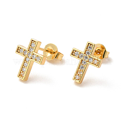 Clear Cubic Zirconia Cross Stud Earrings&nbsp;EJEW-F301-01