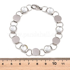 304 Stainless Steel and Glass Link Chain Bracelets for Women&nbsp;GL-T001-03A
