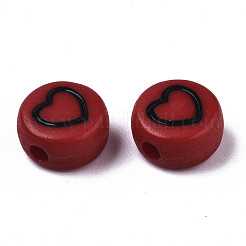 不透明なアクリルビーズ  エナメル  ハート＆スター＆ムーン＆フラワーのフラットラウンド  ミックスカラー  7x4mm  穴：1.5mm  約3670個/500g&nbsp;MACR-N008-33