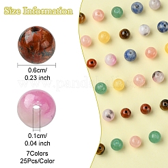 175Pcs 7 Styles Round Natural Tiger Eye & Green Aventurine & Red Jasper & Topaz Jade & Dyed Persian Jade & Blue Spot Jasper & Yellow Jade Box Sets&nbsp;DIY-FS0007-08