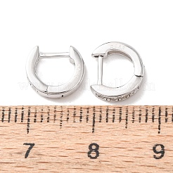 スターリングシルバーマイクロパヴェクリアキュービックジルコニアフープピアス925個  プラチナ  9x2mm&nbsp;EJEW-K317-08P