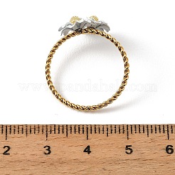 304ステンレススチール製エナメルカフオープンリング  デイジー/花  ゴールドカラー  usサイズ8 3/4(18.7mm)&nbsp;RJEW-G379-01G