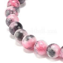 Natural White Jade Round Beaded Stretch Bracelet&nbsp;BJEW-JB07968-05