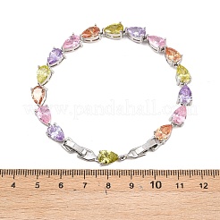 Platinum Tone Brass Micro Pave Cubic Zirconia Tennis Bracelets&nbsp;BJEW-B160-07P