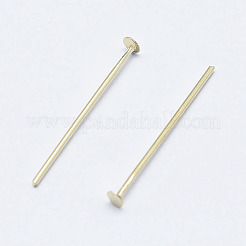 真鍮製平頭ピン  長持ちメッキ  ニッケルフリー  18KGP本金メッキ  35x0.7mm  ヘッド：2mm  150個/袋&nbsp;KK-G331-11-0.7x35-NF