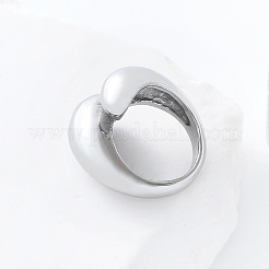 女性用304ステンレススチールカフオープンリング  ティアドロップ  ステンレス鋼色  usサイズ7（17.3mm）&nbsp;LS-AP0200-2