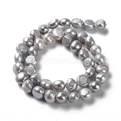 天然養殖淡水パールビーズ連売り  染め  研磨両側  グレー  8~10x9~11x6~7mm  穴：0.5mm  約42個/連  14.37''~14.65''（36.5~37.2センチメートル）&nbsp;PEAR-E018-91