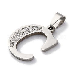 ステンレスペンダント201個  ラインストーン付き  文字L  文字C  26x21x2mm  穴：6x3mm&nbsp;STAS-Q342-53P-C