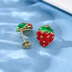 Brass Enamel Stud Earrings&nbsp;EJEW-D322-06G-02