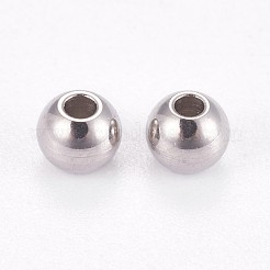 Tarnish Resistant 304 Stainless Steel Smooth Round Spacer Beads&nbsp;STAS-M006-01B