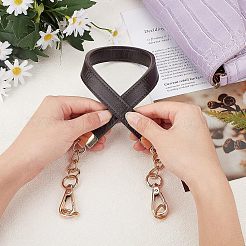 イミテーションレザーバッグハンドル  合金回転式ナスカン付き  バッグストラップ用交換アクセサリー用  ココナッツブラウン  62.5x1.9x0.45cm&nbsp;FIND-WH0070-08B