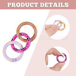 20Pcs 10 Styles Alloy Enamel Spring Gate Rings&nbsp;FIND-HS0002-18