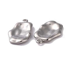 変色しない304ステンレススチールペンダント  ナゲット  ステンレス鋼色  26x16x3mm  穴：2mm&nbsp;STAS-E032-01P