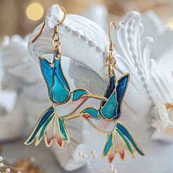 Alloy Enamel Bird Dangle Earrings for Women&nbsp;WGBA97F-01