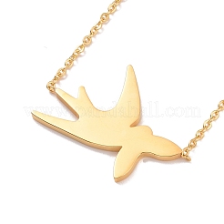カラフルなエナメル ツバメと魚のペンダント ネックレス  304ステンレススチール製女性用ジュエリー（イオンプレーティング（IP））  ゴールドカラー  18.82インチ（47.8cm）&nbsp;NJEW-G019-01G