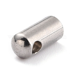 変色しにくい304ステンレススチールコードエンド  エンドキャップ  ステンレス鋼色  10x4.5mm  穴：2mm  内径：3.5mm&nbsp;STAS-H153-03A-P