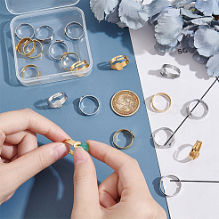 20Pcs 2 Styles Adjustable 304 Stainless Steel Finger Rings Components&nbsp;STAS-UN0057-19B