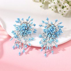 Glass Seed Beads Stud Earrings for Women&nbsp;EJEW-MZ00760