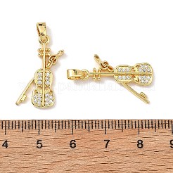 真鍮マイクロパヴェクリアキュービックジルコニアペンダント  バイオリンチャーム  18KGP本金メッキ  22x18x2.5mm  穴：4x2.5mm&nbsp;CU-L277-09G