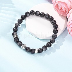 Natural Labradorite Round Beaded Stretch Bracelets for Women&nbsp;BJEW-JB12569-02