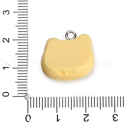 プリントオペークレジンペンダント  猫のチャーム  プラチナ鉄ループ付き  ビスク  18.5x18.5x10.5mm  穴：2mm&nbsp;RE-CBA08CD-02C