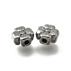 304ステンレススチールビーズ  花  変色防止  ステンレス鋼色  6.5x6.5x3mm  穴：1.2mm&nbsp;STAS-V009-04P