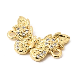 Brass Micro Pave Clear Cubic Zirconia Butterfly Connector Charms&nbsp;KK-A296-47A-G