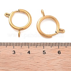 イオンプレーティング（IP）304ステンレススチールスプリングリング留め金  ゴールドカラー  20x16x2.5mm  穴：3mm&nbsp;LS-STAS-E104-09D