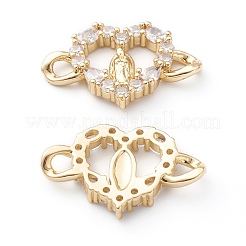 Brass Micro Pave Clear Cubic Zirconia Links Connectors&nbsp;ZIRC-Z014-04G