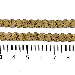 電気メッキされた天然溶岩岩ビーズ連売り  ハート  黄金メッキ  6x6.5x3mm  穴：1mm  約82個/連  16.14''（41センチメートル）&nbsp;G-Q1009-G01-02E
