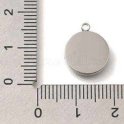 304ステンレススチールチャーム  スターチャーム付きフラットラウンド  ステンレス鋼色  14.5x12x2mm  穴：1.6mm&nbsp;STAS-S148-20P
