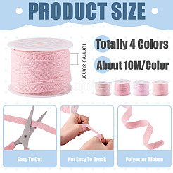 4色のポリコットンリボン  服飾材料  4個のプラスチックスプール付き  ミックスカラー  3/8インチ（10mm）  10m /カラー&nbsp;OCOR-TA0003-91