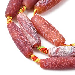 天然石風化瑪瑙ビーズ連売り  染め＆加熱  シリンダービーズ  レッド  39~40x12~16mm  穴：2.5mm  約8個/連  15.55''（39.5センチメートル）&nbsp;G-A311-B01-01