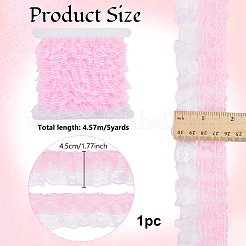 5ヤードのポリエステルレースリボン  衣服アクセサリー用のプリーツ二重層リボン  ショッキングピンク  1-3/4インチ（45mm）&nbsp;SRIB-OC0001-12A