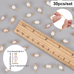 30Pcs 3 Colors Natural Freshwater Pearl Connector Charms&nbsp;PALLOY-AB00059