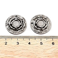 201 ステンレススチールペンダントカボションセッティング  フラットラウンドのチャーム  アンティークシルバー  トレイ：6mm  19x3mm  穴：1.8mm&nbsp;STAS-Z057-09AS