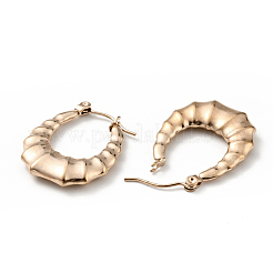 イオンプレーティング（IP）304ステンレススチールティアドロップフープピアス（女性用）  ローズゴールド  25.5x20x4mm  ピン：0.8mm&nbsp;EJEW-G293-12RG