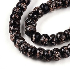 Luminous Handmade Gold Foil Glass Beads Strands&nbsp;FOIL-N029-02A-01