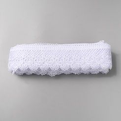 ポリエステルレーストリム  花のトリミング  衣類用アクセサリー  ホワイト  2-5/8~2-3/4インチ（66~70mm）&nbsp;OCOR-WH0088-32