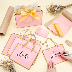 20Pcs 3 Styles Paper Gift Tote Bags with Polyester Gold Ribbon&nbsp;ABAG-WA0001-36A