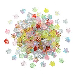 ベーキングペイント透明ガラスビーズ200個  花  ミックスカラー  12x12.5x4mm  穴：1.6mm&nbsp;GLAA-CJ0002-87