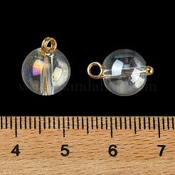 合金ガラスペンダント  ラウンドチャーム  ゴールドカラー  透明  13.5~15x10mm  穴：2mm&nbsp;GLAA-P080-03G-09
