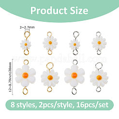 16Pcs 8 Styles Natural Freshwater Shell Daisy Flower Connector Charms&nbsp;PALLOY-FH00118