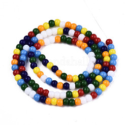 オペークガラスビーズ連売り  ロンデル  ミックスカラー  3x2.5mm  穴：0.7mm  約137~142個/連  13.58インチ〜14.17インチ（34.5cm〜36cm）&nbsp;GLAA-T006-10C