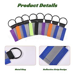 30Pcs 5 Colors Reflective Rectangle Polyester Pendant Keychains&nbsp;KEYC-CO0001-02