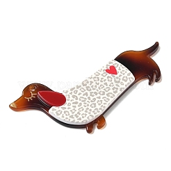 印刷されたアクリルパーツ  ダックスフント犬チャーム  サドルブラウン  38.5x75x5mm  穴：2mm&nbsp;FIND-C088-04B