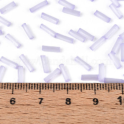 ガラス竹ビーズ  模造キャットアイ  ライラック  6.5~7x1.5~2mm  穴：0.8~1mm  約1515個/50g&nbsp;X-SEED-N007-28D