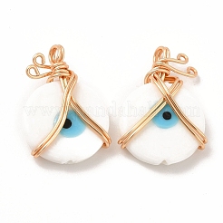 Wire Wrapped Handmade Lampwork Pendants&nbsp;KK-E076-03G